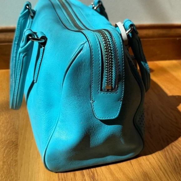 COACH Legacy Haley Perforated Satchel Bag Robin Blue Hangtag Style # 23577 - Picture 9 of 16